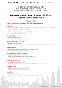 Konference k zahájení turistické sezóny v Telči - ZRUŠENO